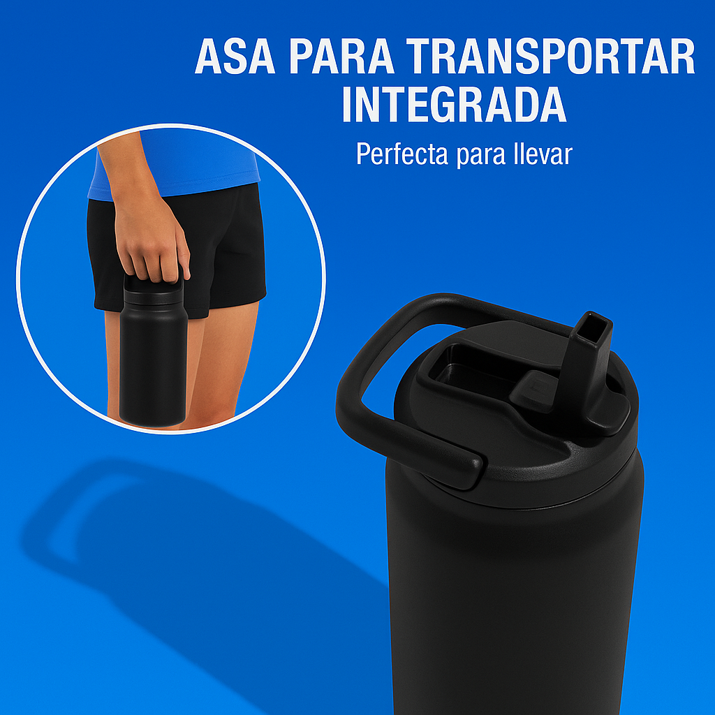 Termo de Acero Inoxidable - 3 Tapas Incluidas